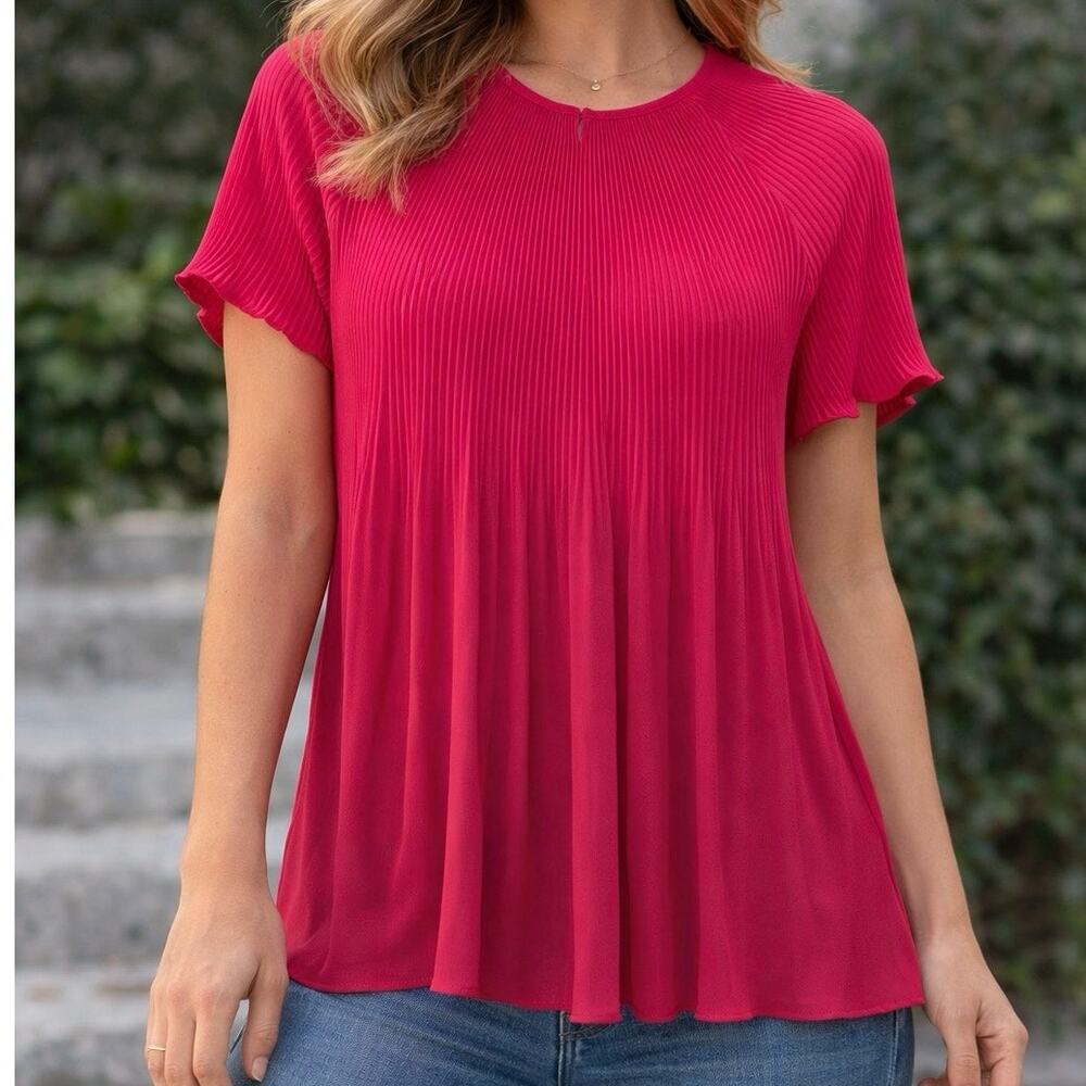 NWT Michael Kors Sz S Pleated Fairy Top Career Office Date Night Feminine Pink